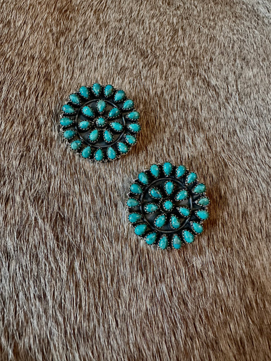 Large Turquoise Cluster Earrings