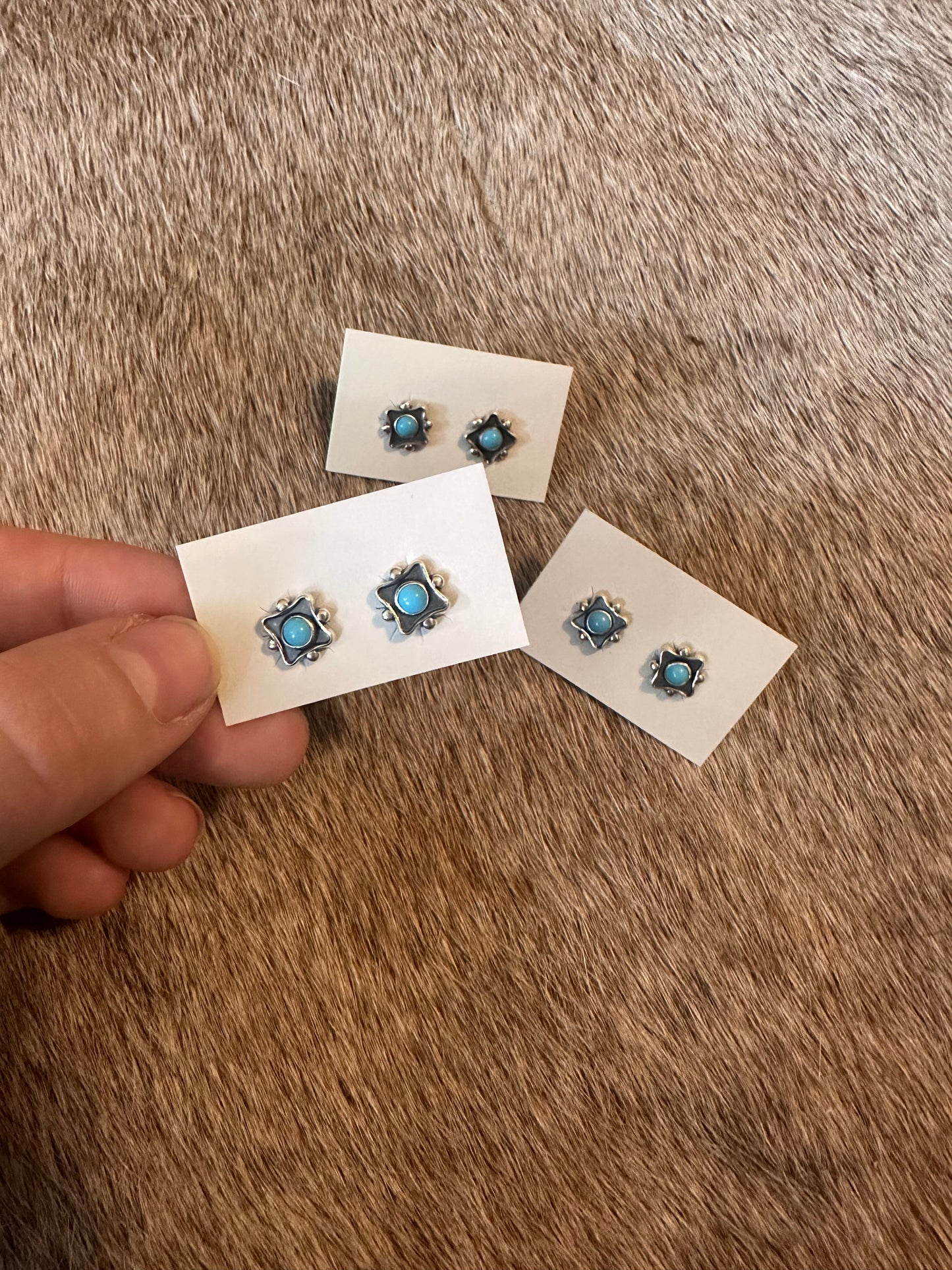Detailed Small Turquoise Studs