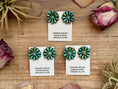 Load image into Gallery viewer, Sterling Silver Green Turquoise & Pearl Stud Earrings – Native Made by J. W.
