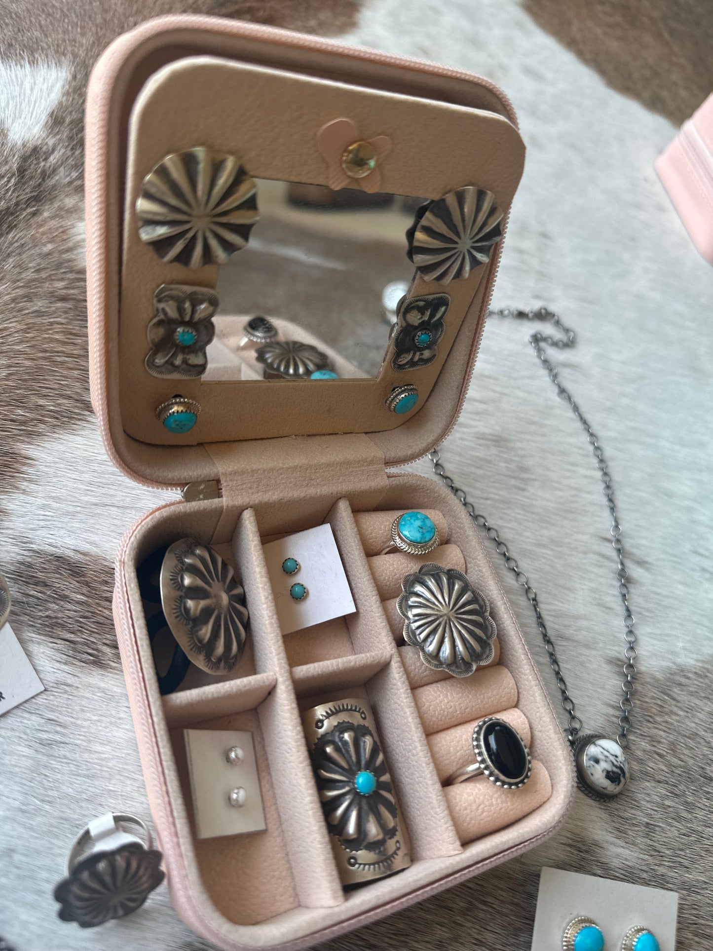 Mini Jewelry Case with Mirror-Brands in Turquoise
