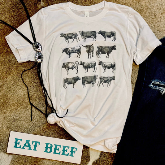 Vintage Cattle Graphic Tee in White