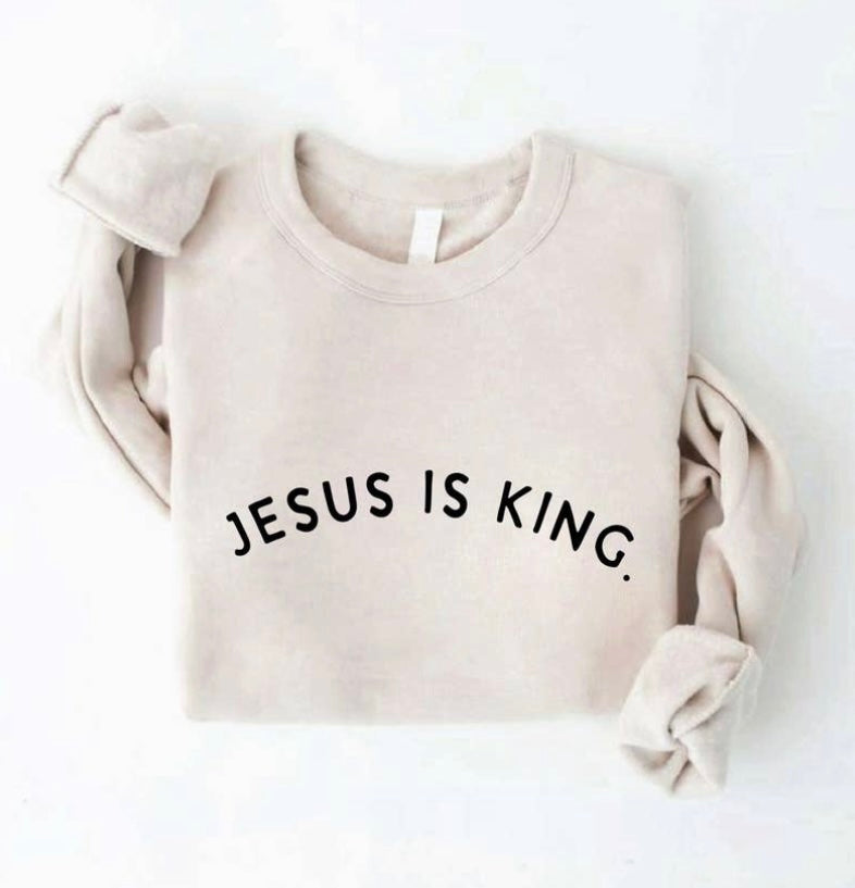 Jesus is King Sweatshirt in Natural