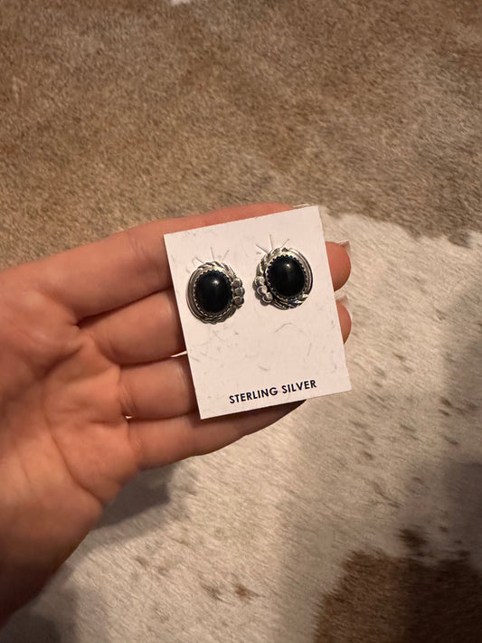 Detailed Black Onyx Earrings