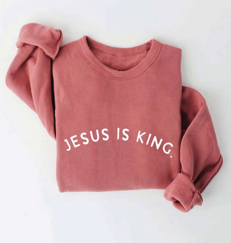 Jesus is King Sweatshirt in Pink